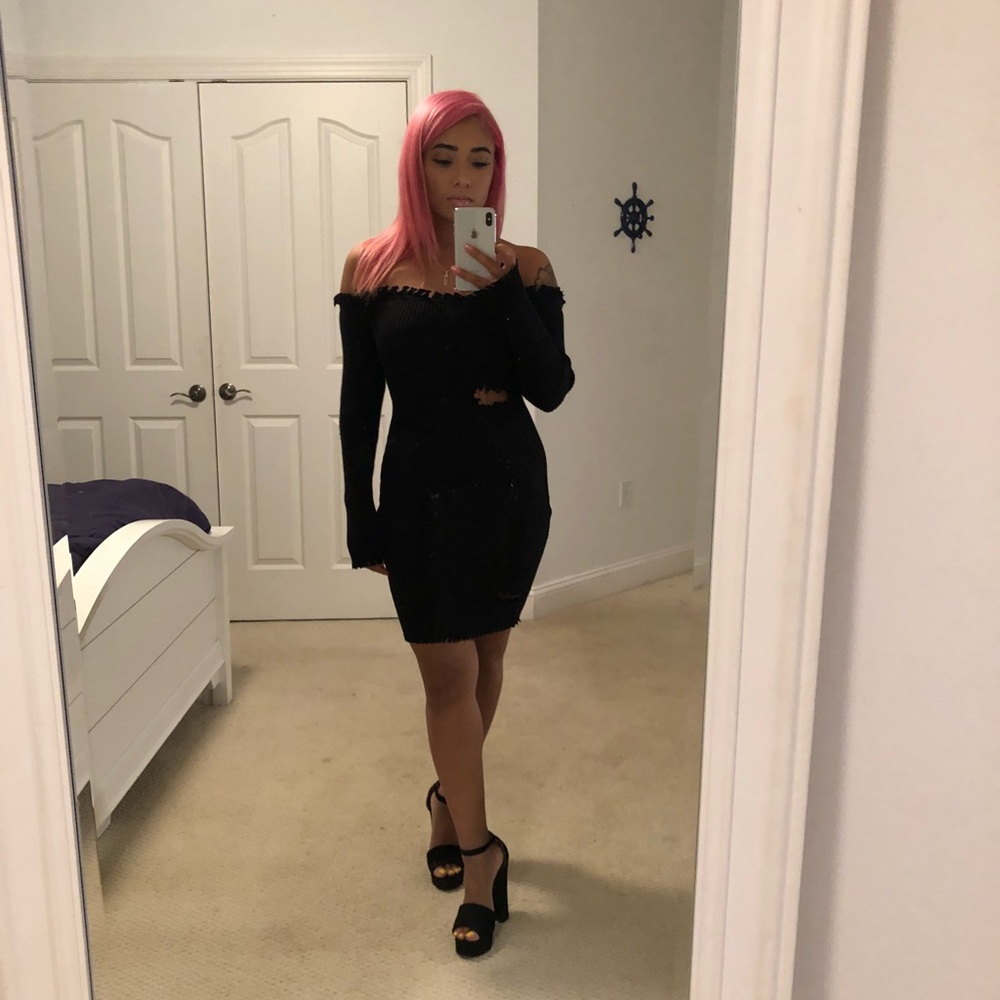 Distressed Bardot dress